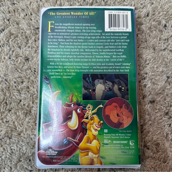 Walt Disney Masterpieces The Lion King VHS - Picture 2 of 4